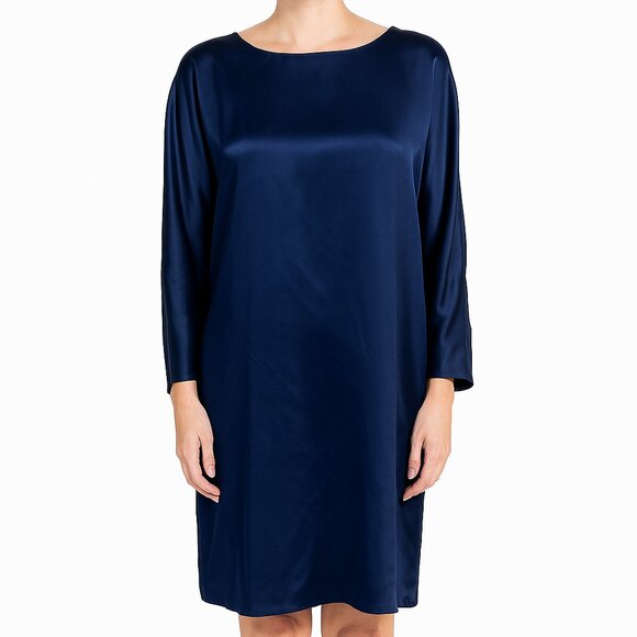 Maison de Papillon 100% Silk Navy Julie Dolman Sleeve Dress - Picture 1 of 11